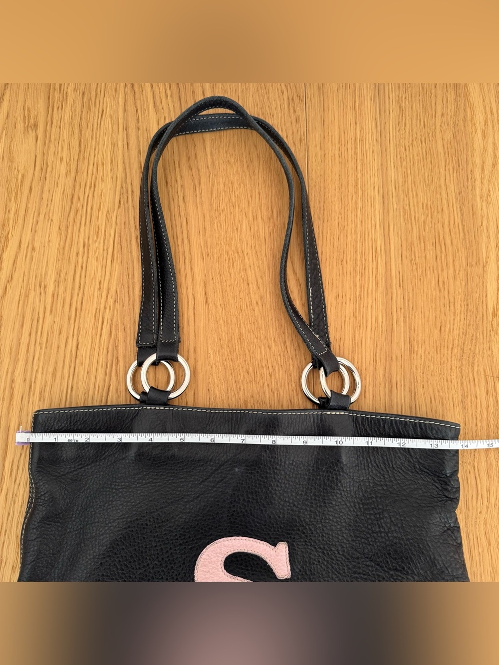 Roots Black Shoulder Tote with Pink Logo Accent - Picture 9 of 11
